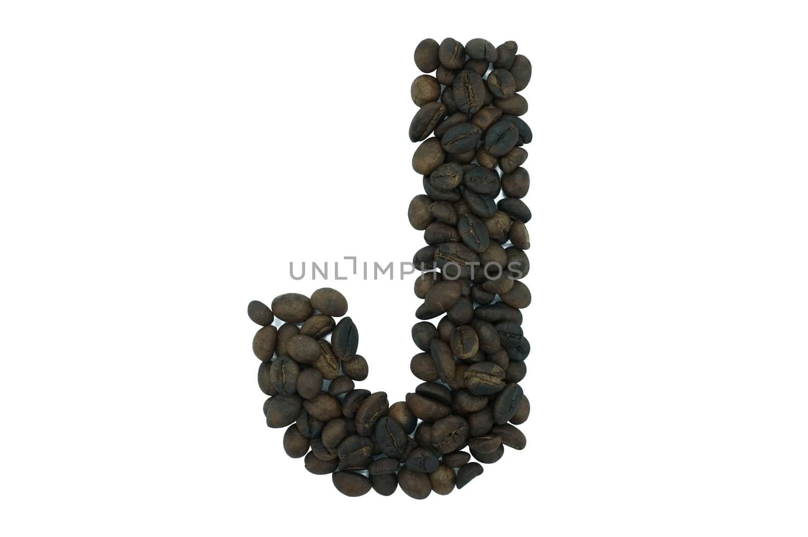 Creative alphabet from coffee bean