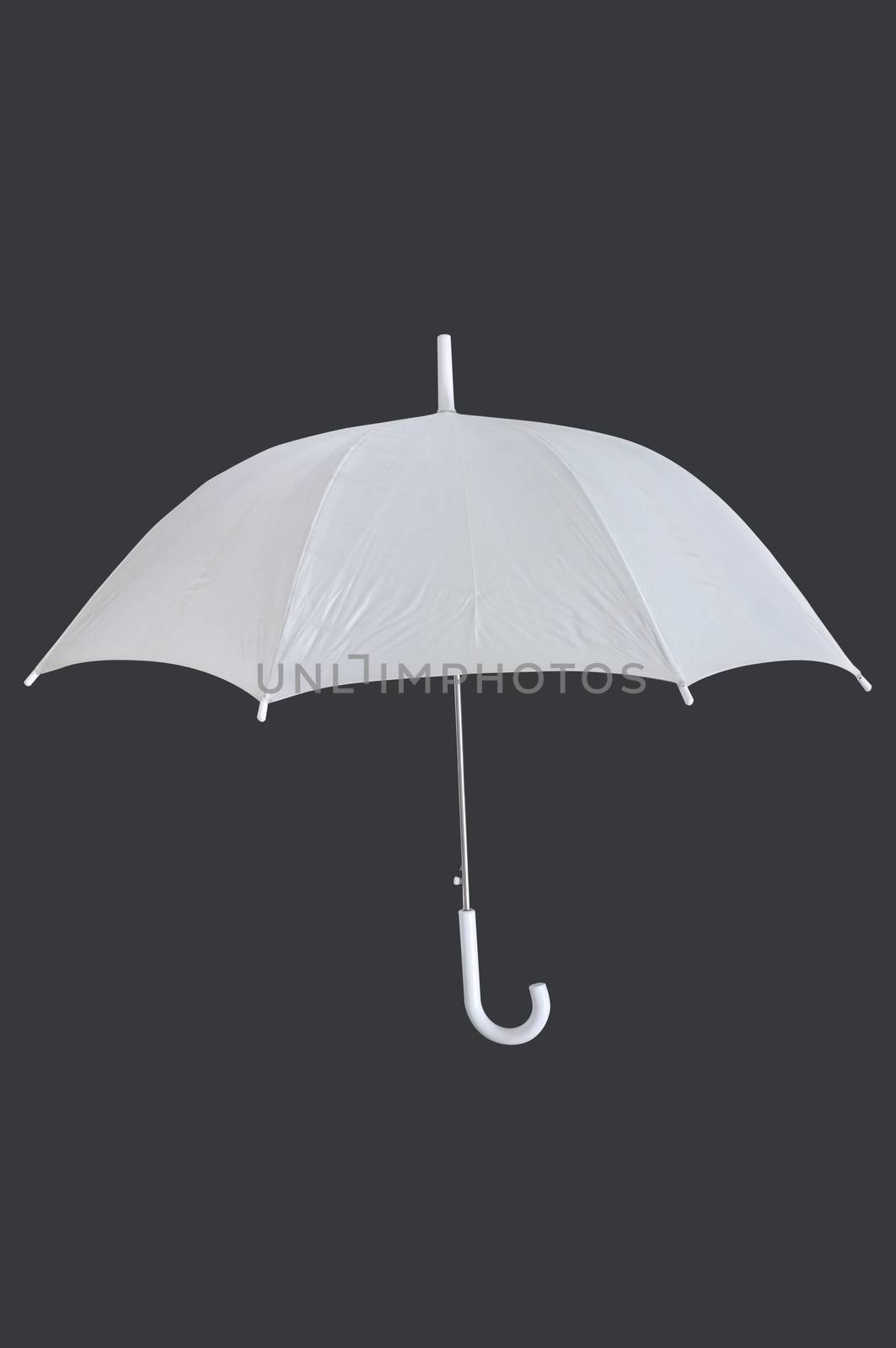 White blank umbrella isolated on grey background