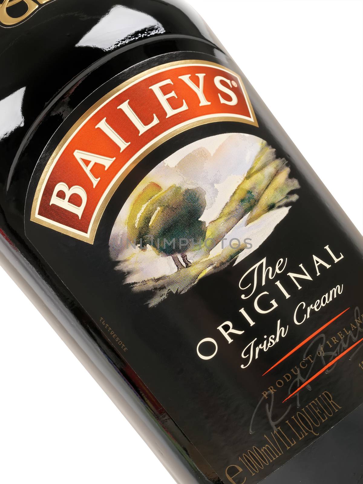 PULA, CROATIA - JANUARY 04, 2016: Bottle of "Baileys" Irish cream. Baileys Irish Cream is an Irish whiskey and cream based liqueur, made by Gilbeys of Ireland. 