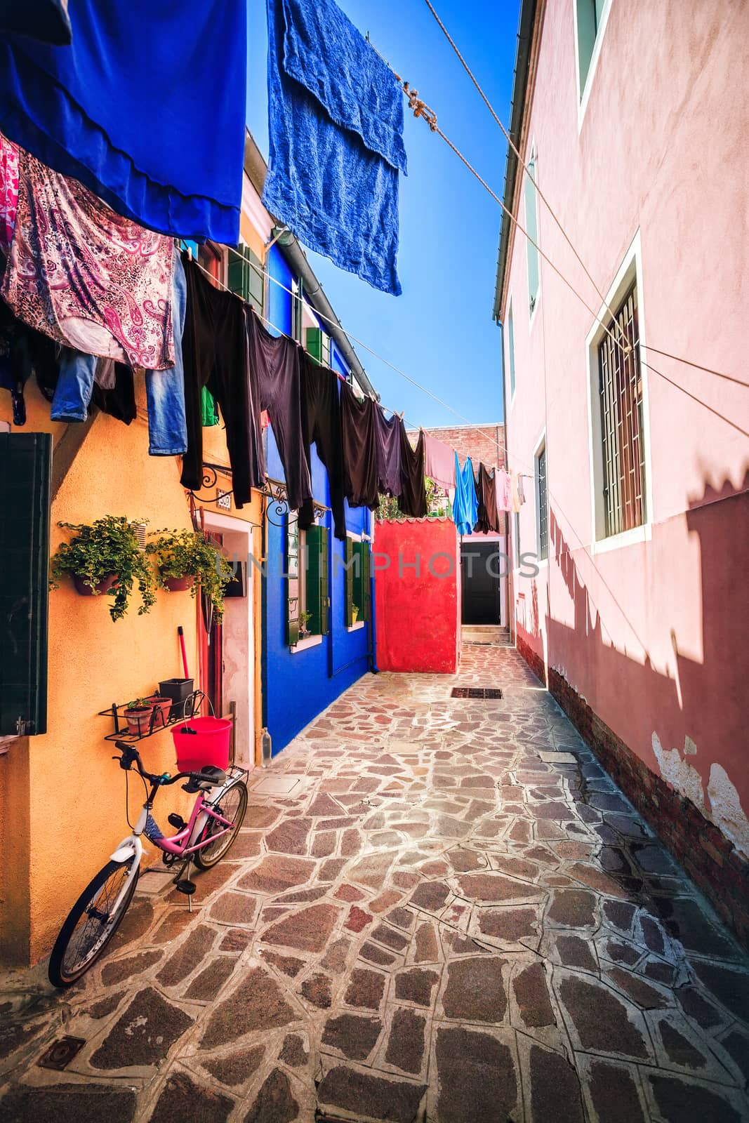 Everyday life on Burano island, province of Venice, Italy