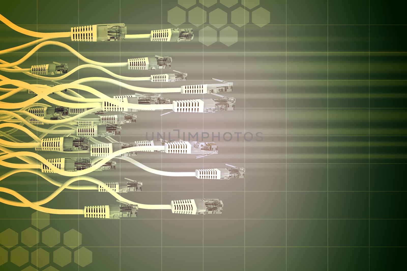 Abstract green  background with computer cables by cherezoff