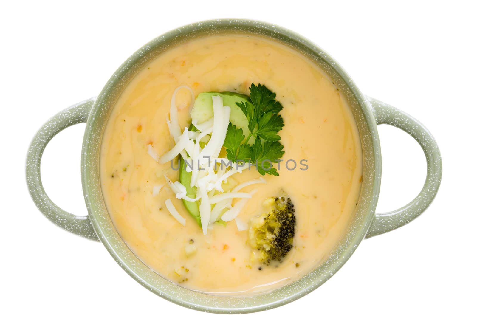 Bowl of tasty cream of broccoli soup by coskun