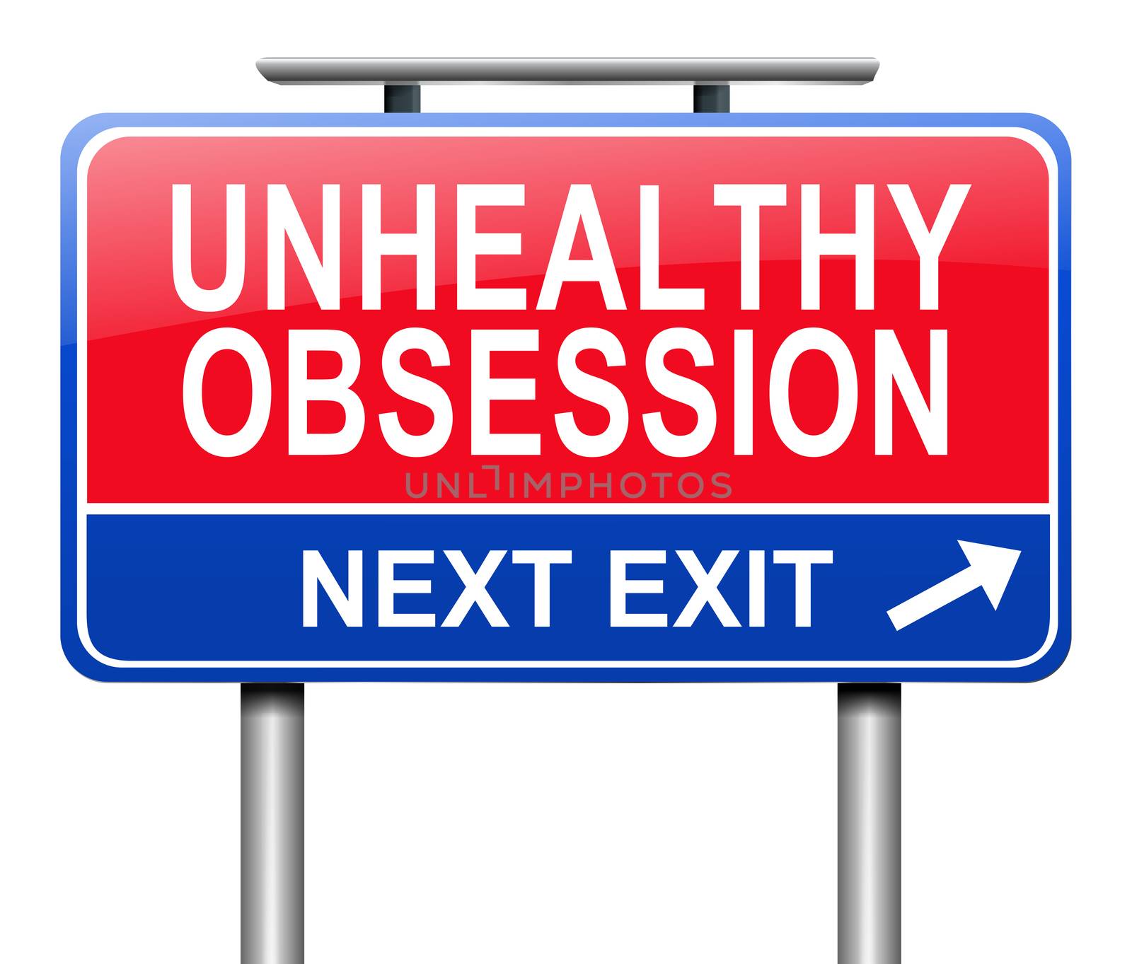 Illustration depicting a sign with an unhealthy obsession concept.