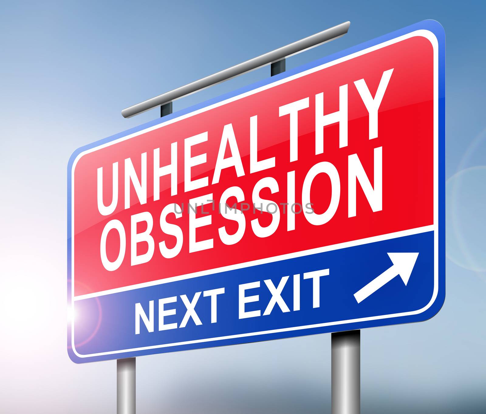 Illustration depicting a sign with an unhealthy obsession concept.