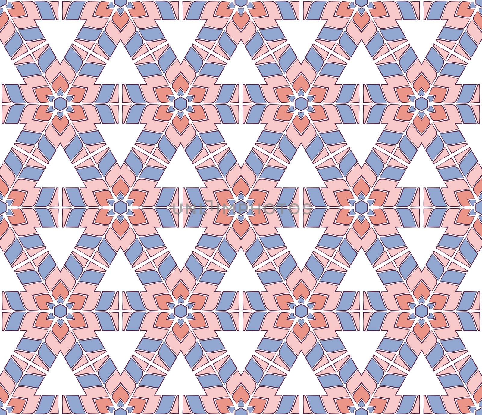 Abstract background or hexagonal flower pattern pink and serenity blue color