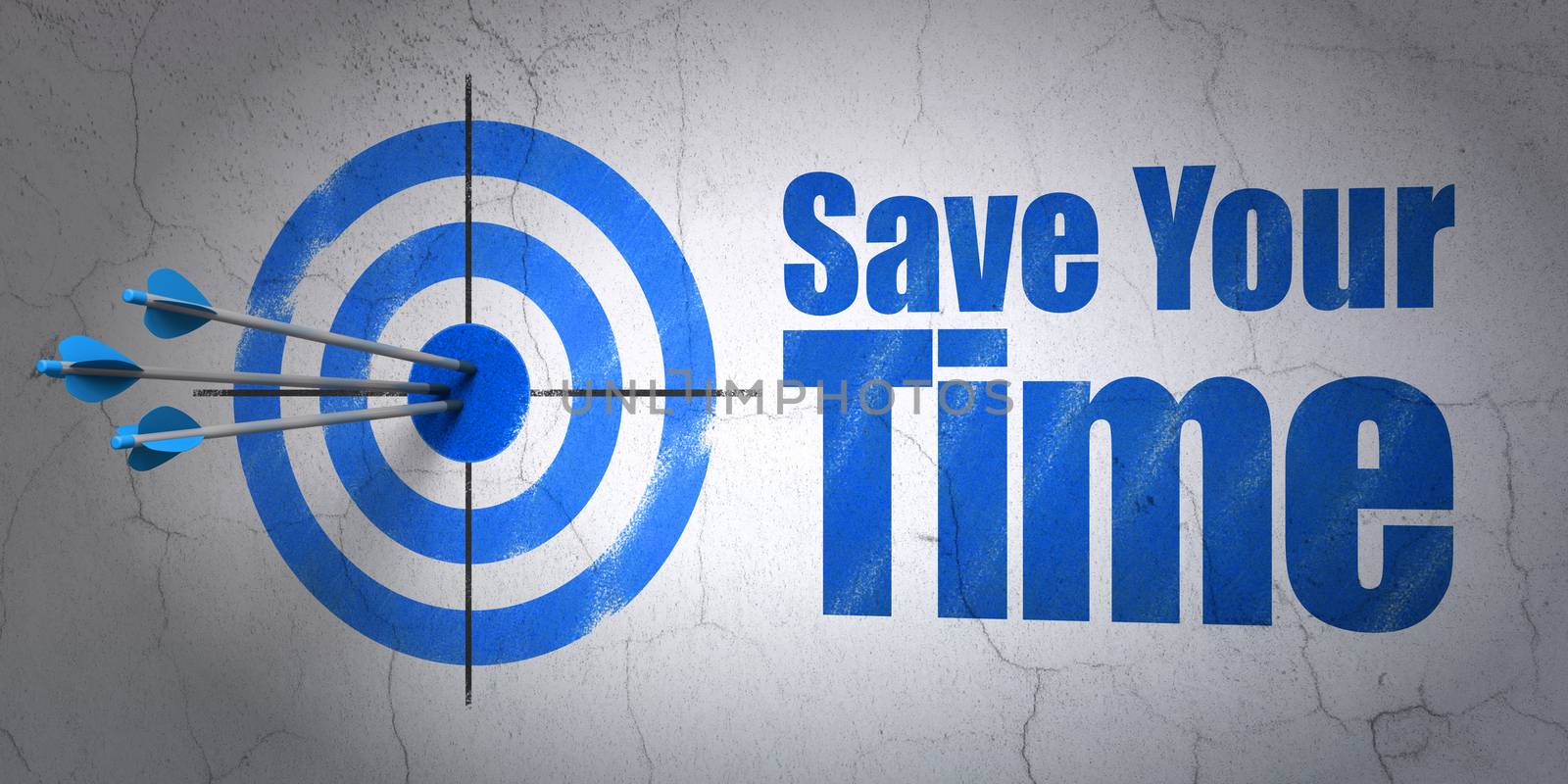 Time concept: target and Save Your Time on wall background by maxkabakov