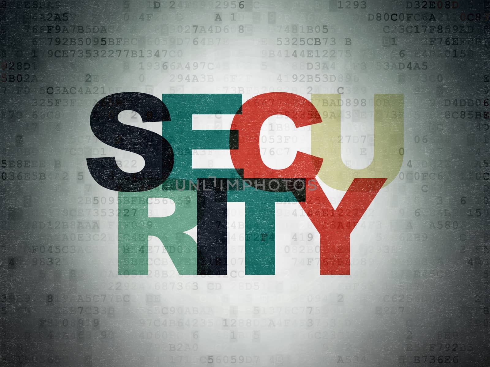 Safety concept: Painted multicolor text Security on Digital Paper background
