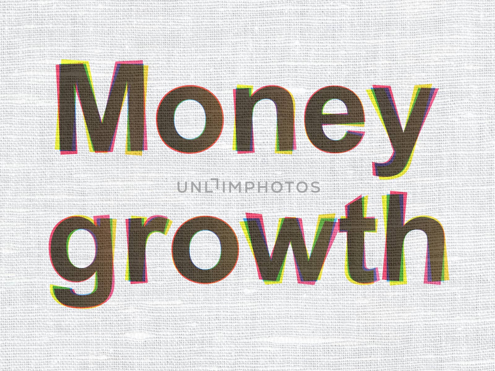 Money concept: CMYK Money Growth on linen fabric texture background