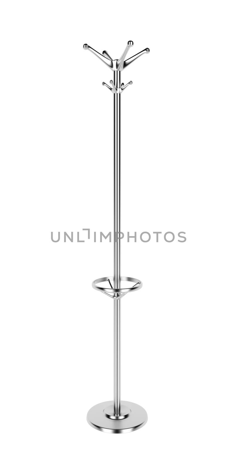 Silver coat rack isolated on white background