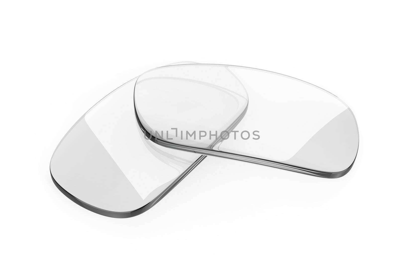 Pair of eyeglasses lens on white background 