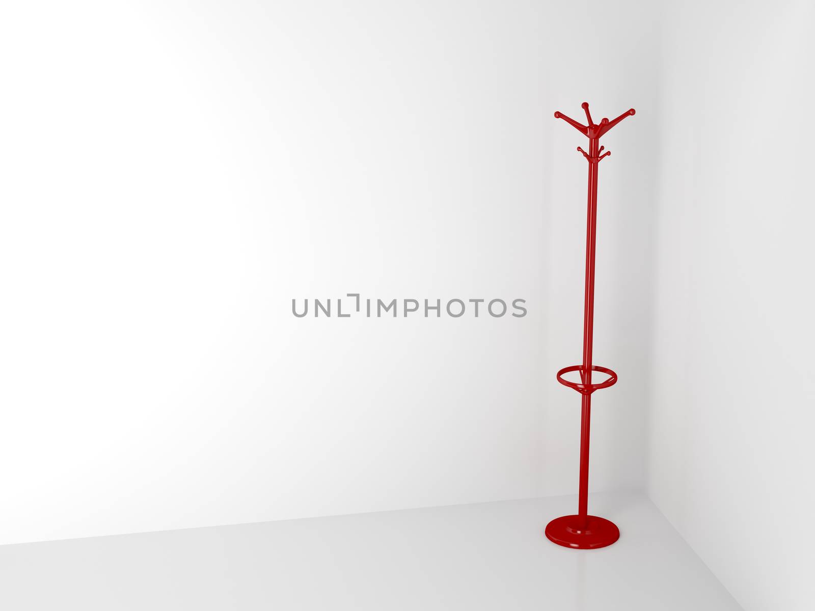 Red empty coat hanger in the room