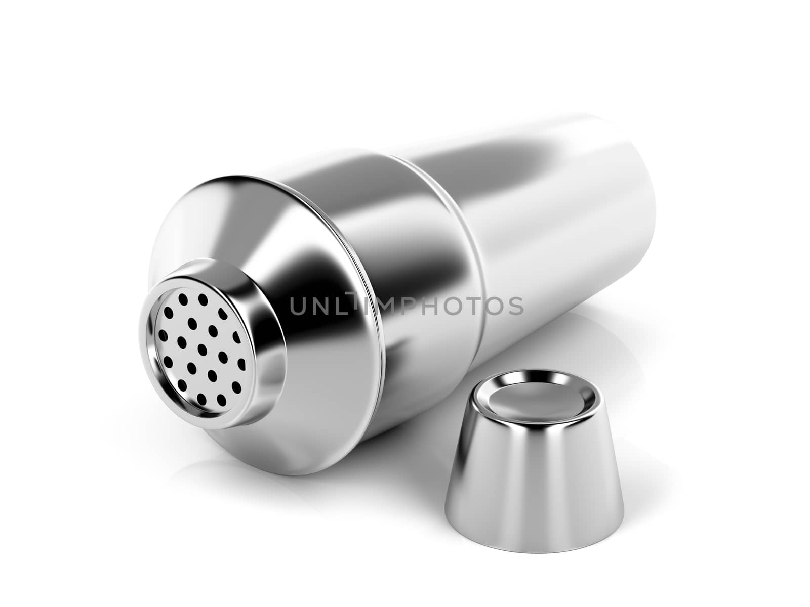 Silver cocktail shaker on white background