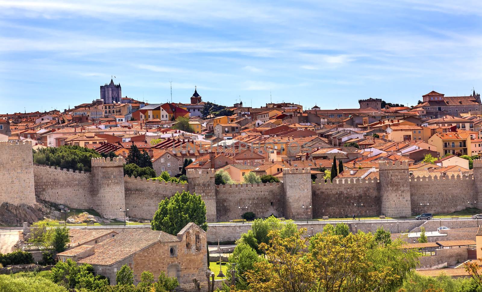 Avila Castle Walls Ancient Medieval City Cityscape Castile Spain by bill_perry