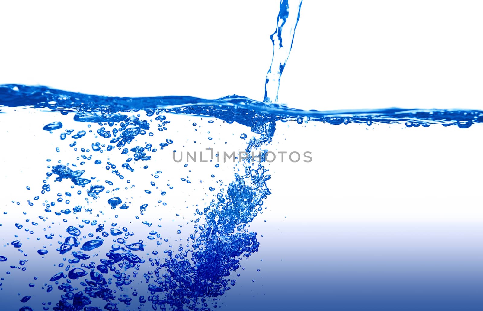 Cold water splash. Isolated in white background