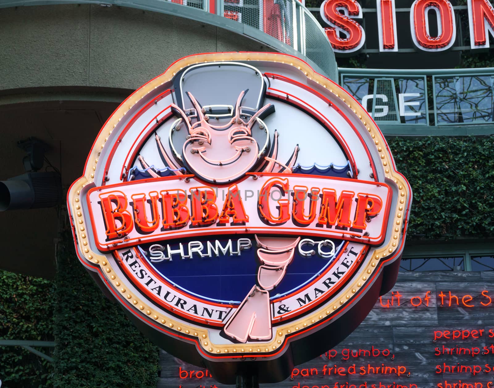 UNIVERSAL CITY, CA/USA DECEMBER 22, 2015: Bubba Gump restaurant and exterior at Universal Citywalk.