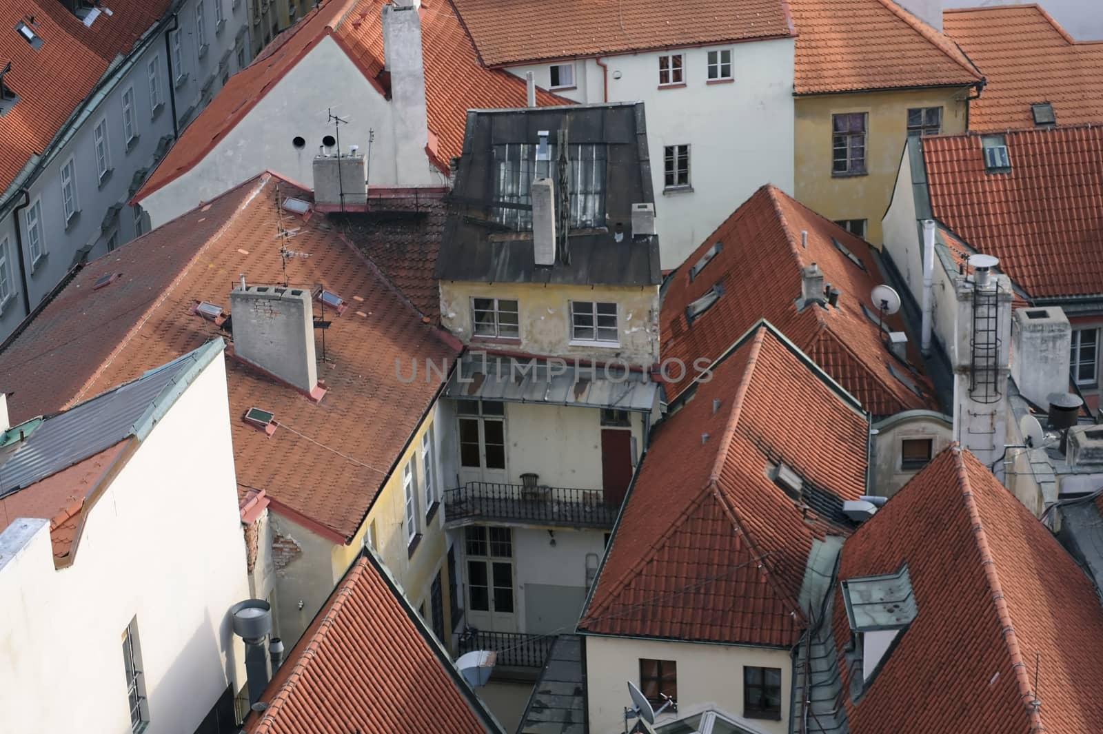 Old roofs of Prague in the Old Town part of the city