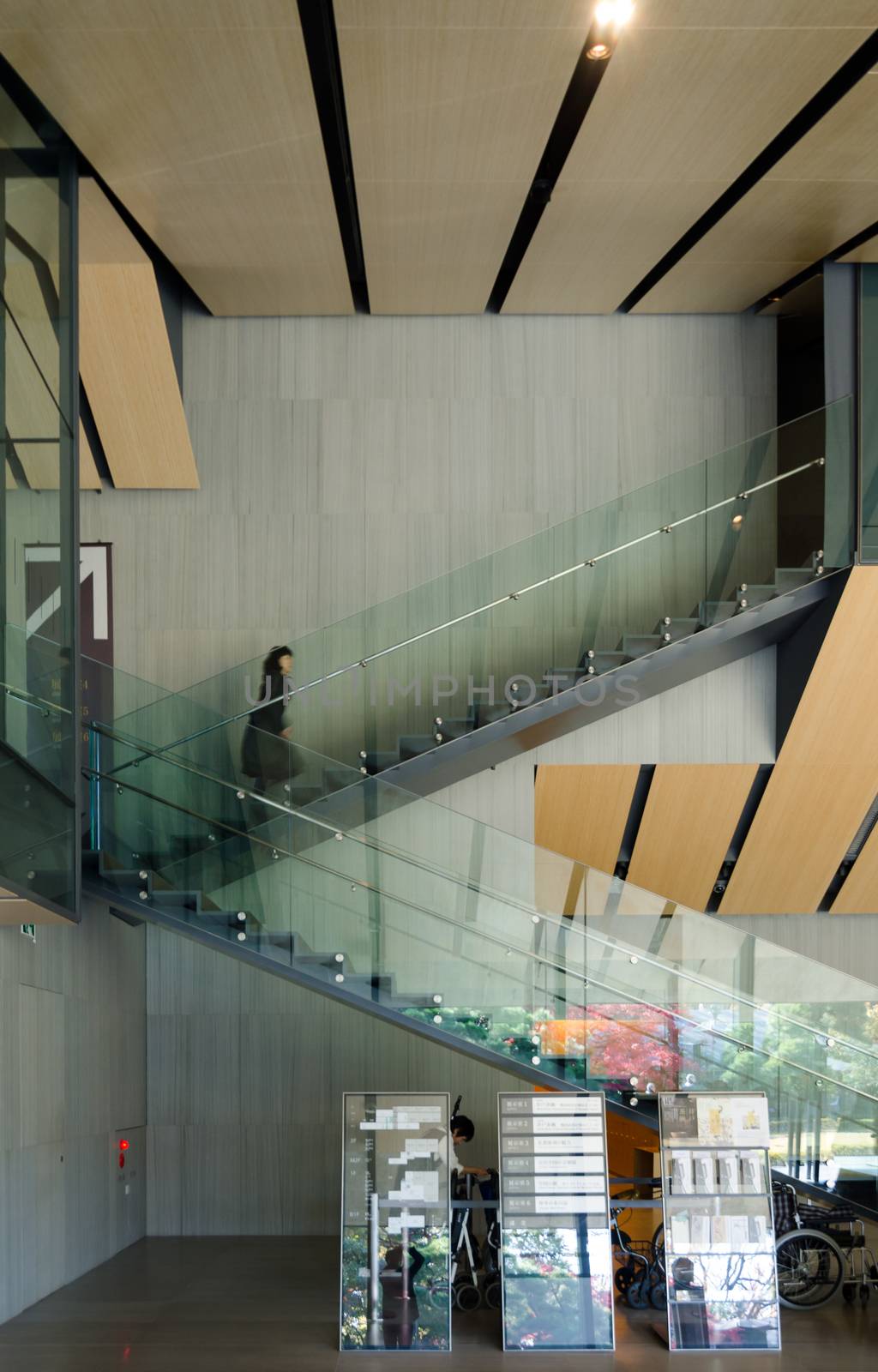 Tokyo, Japan - November 24, 2013: People visit Nezu Museum in Tokyo, Japan. The museum re-opened in fall 2009 with a completely new museum building by the Japanese architect Kengo Kuma.