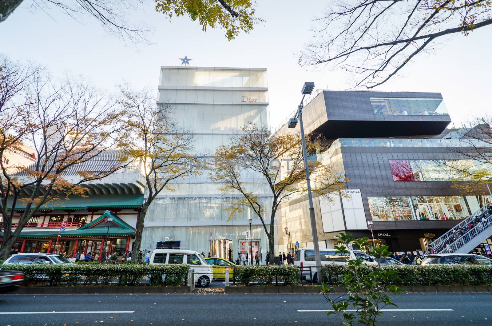 Tokyo, Japan - November 24, 2013: Tourists shopping on Omotesando street by siraanamwong