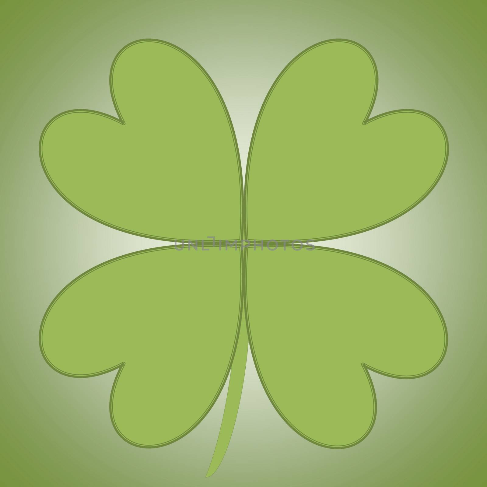Four leaves clover in green color background
