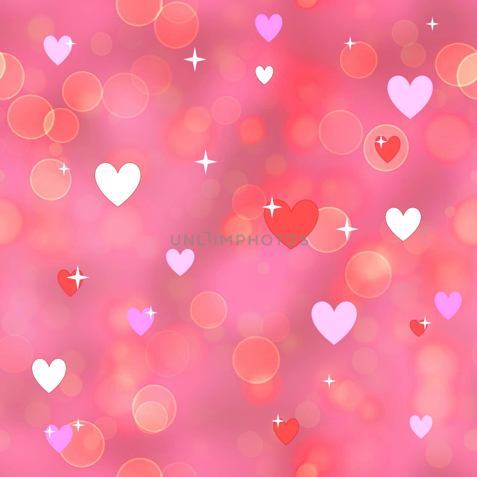 Various hearts in red bokeh backgroud for Valentine's day