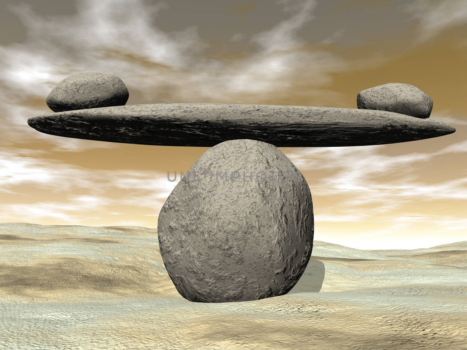 Balanced stones - 3D render by Elenaphotos21