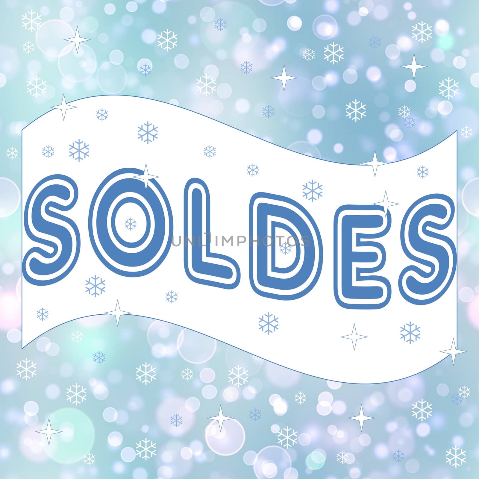 French winter sale, soldes, in white background