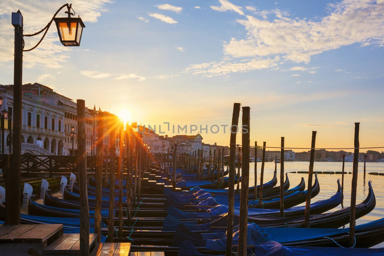 Famous view of Venice with at sunrise by vwalakte
