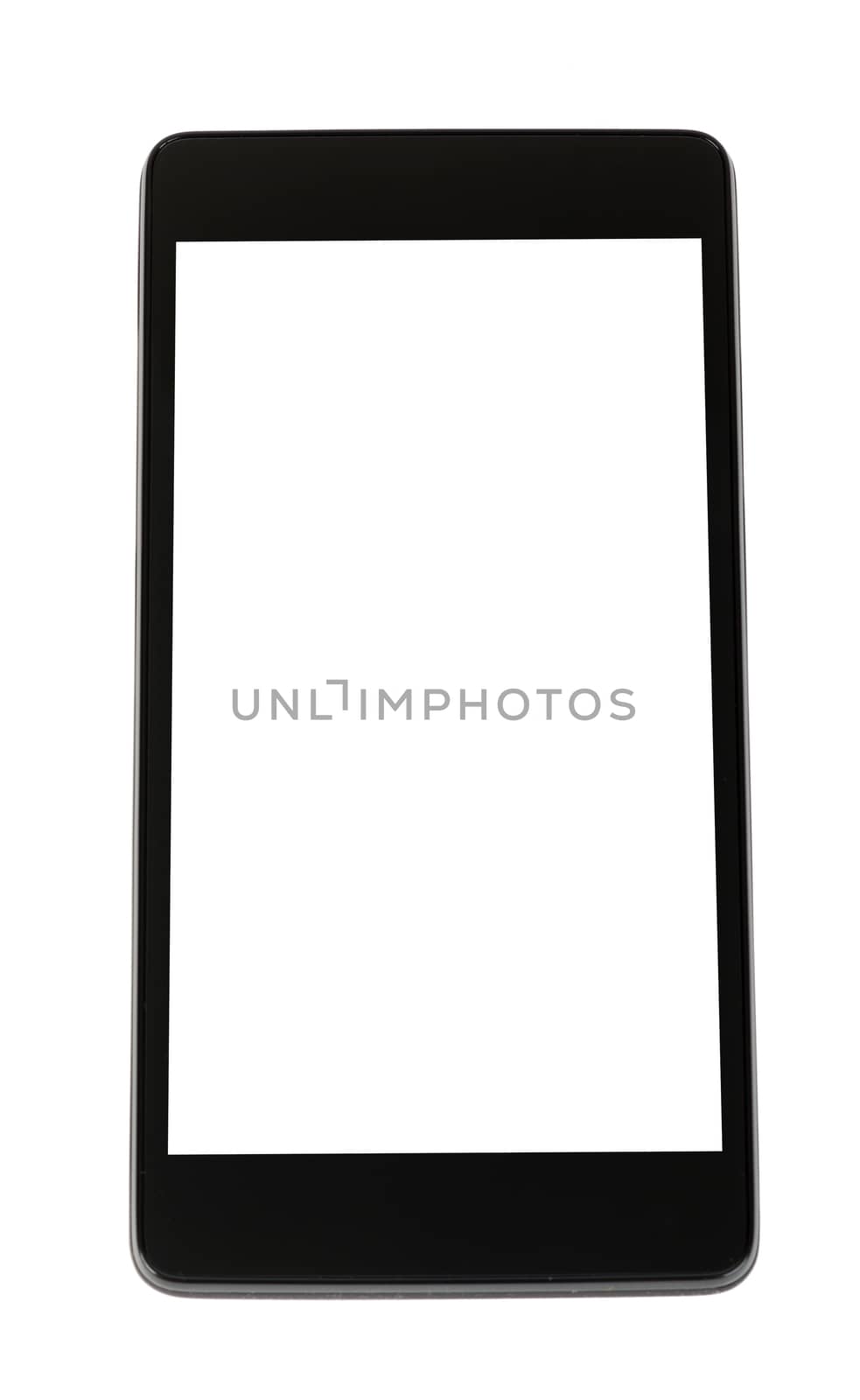 Smartphone with blank screen isolated on white background