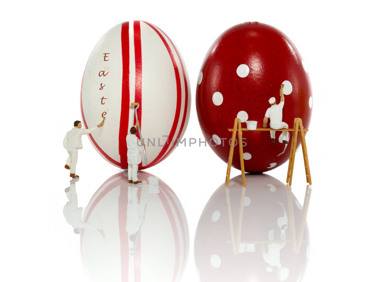 little world puppet painting easter egg red and white