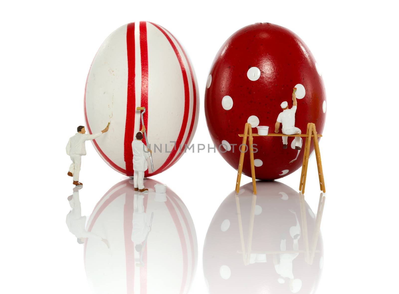 little world puppet painting easter egg red and white