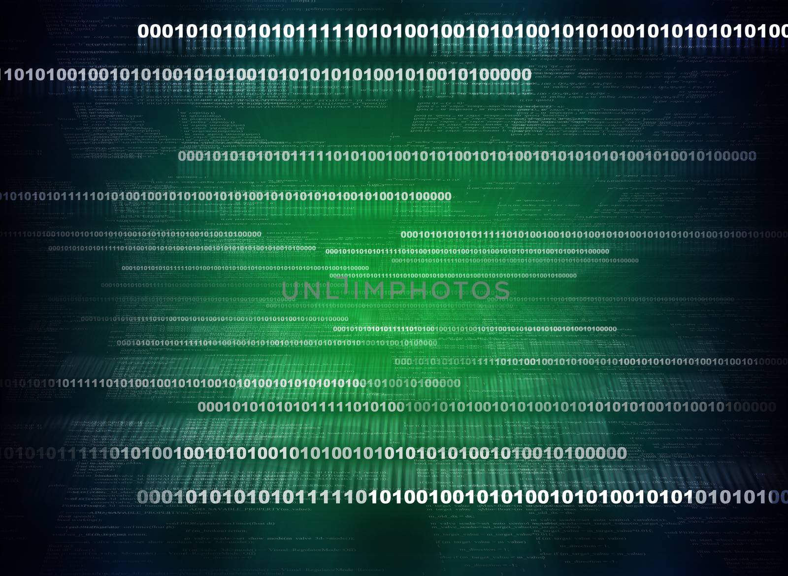 Green Digital Abstract background with numbers and light