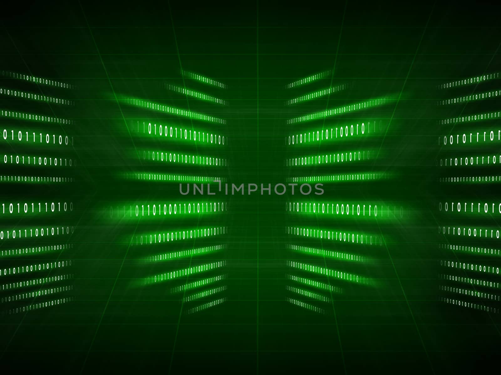 Green binary code on dark background. Computer concept