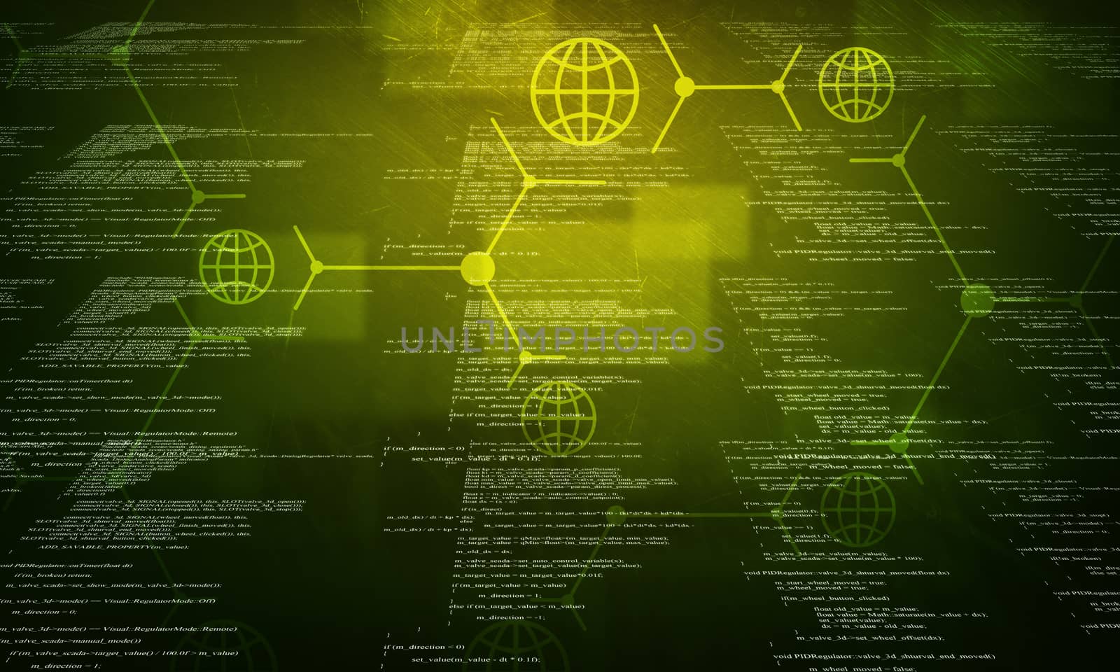 Green binary code on colorful background. Computer concept