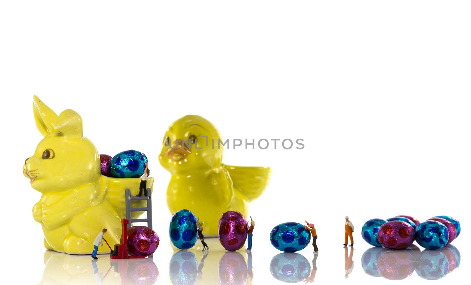 Easter bunny is provisioned with new easter eggs