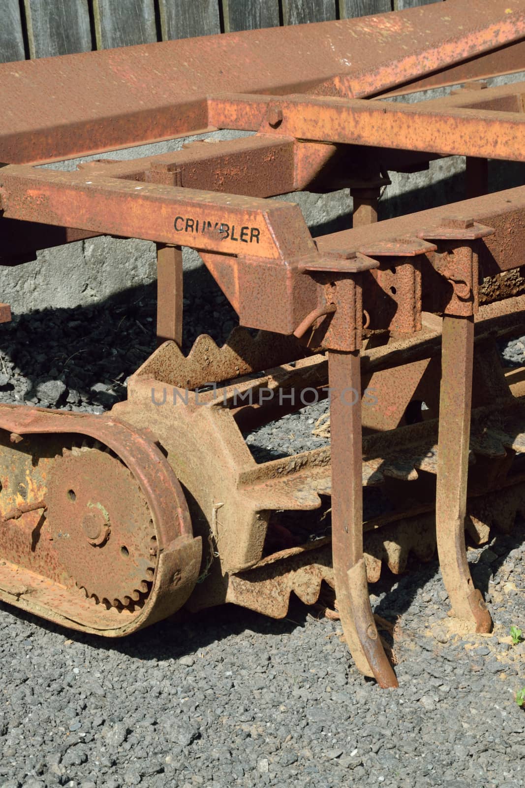 Old and rusty machinery.
Old agricultural machinery long past it's working life.