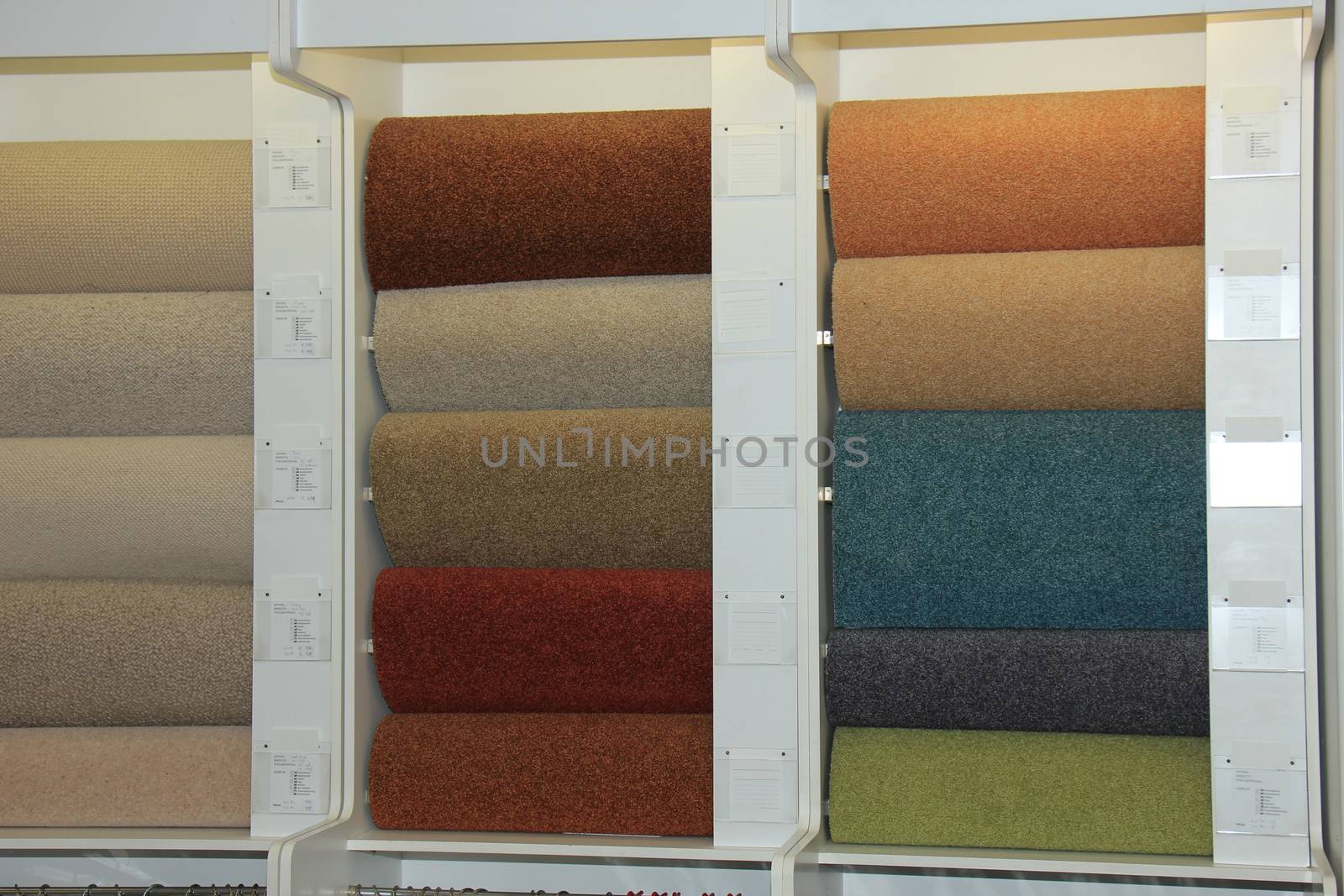 Carpet swatches in an interior decoration shop