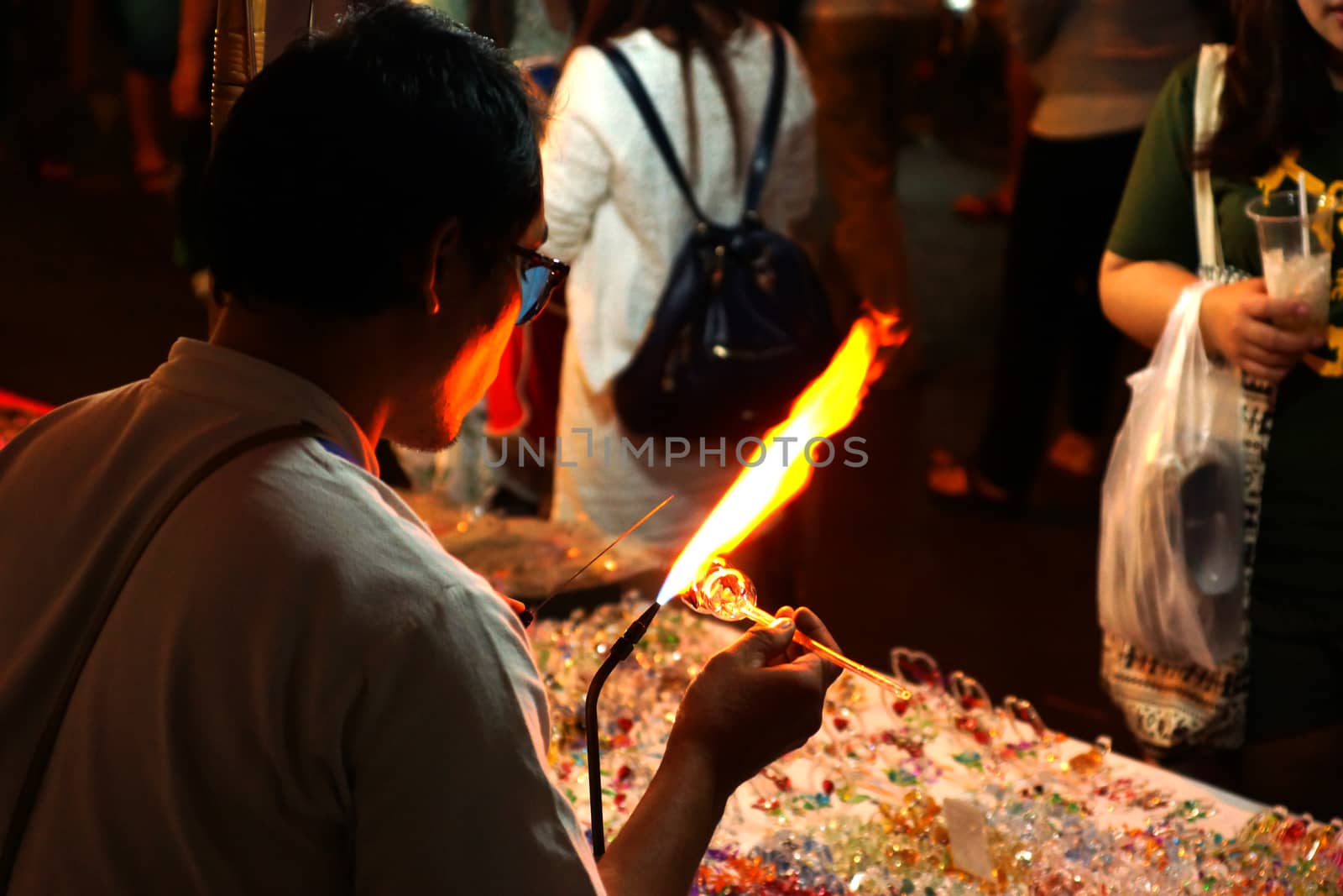 artistic work - flame melting glass