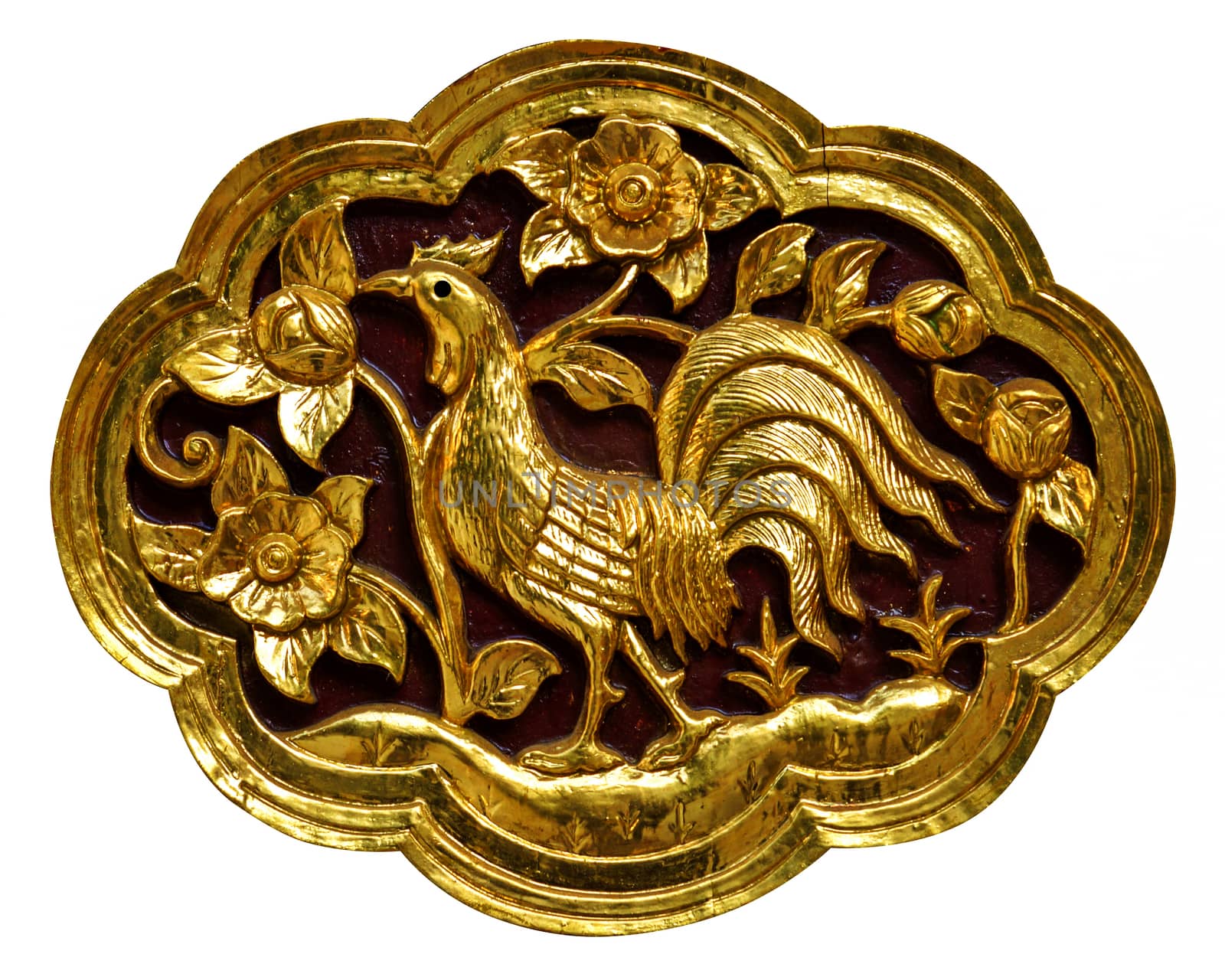 Wooden carved animals, painted gold.