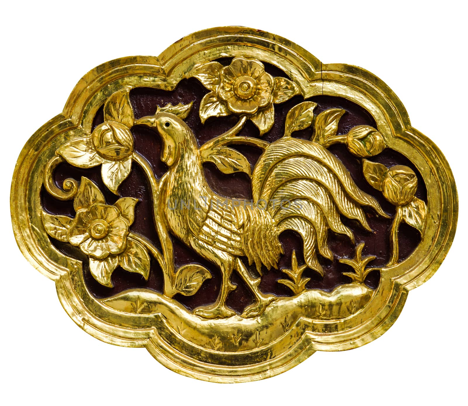 Wooden carved animals, painted gold.