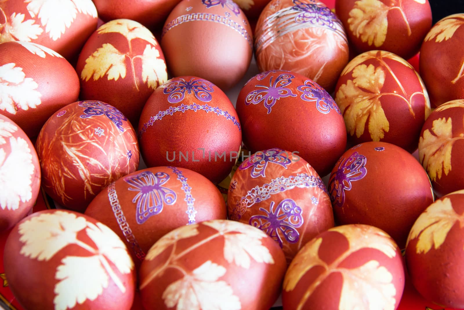 Photo of Easter eggs with pattern of butterflies