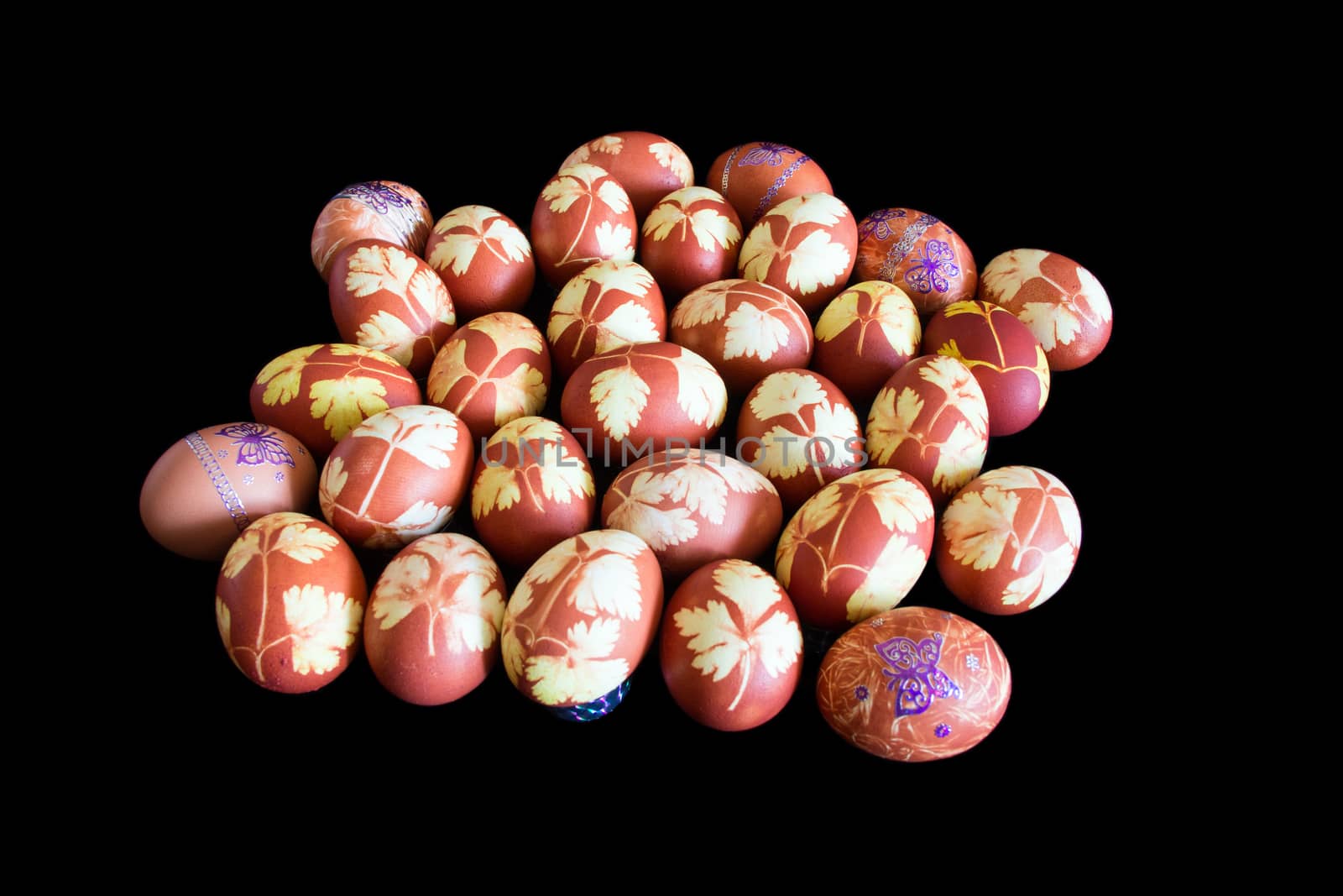 Easter eggs with a pattern of butterflies
