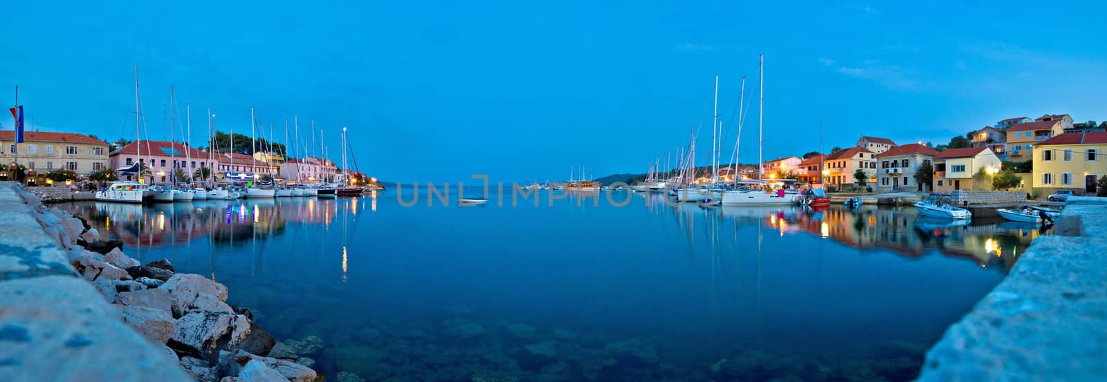 Sali village bay panoramic evening view, Dugi otok, Croatia