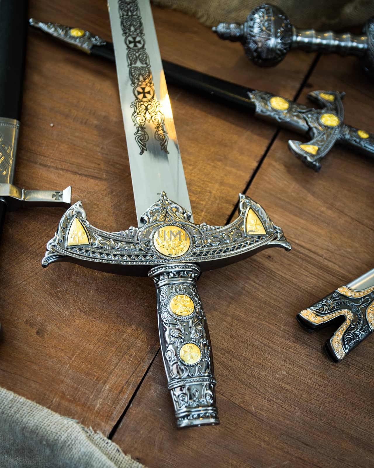 Detail of the hilt of a sword that dates from the time of the Crusaders.
