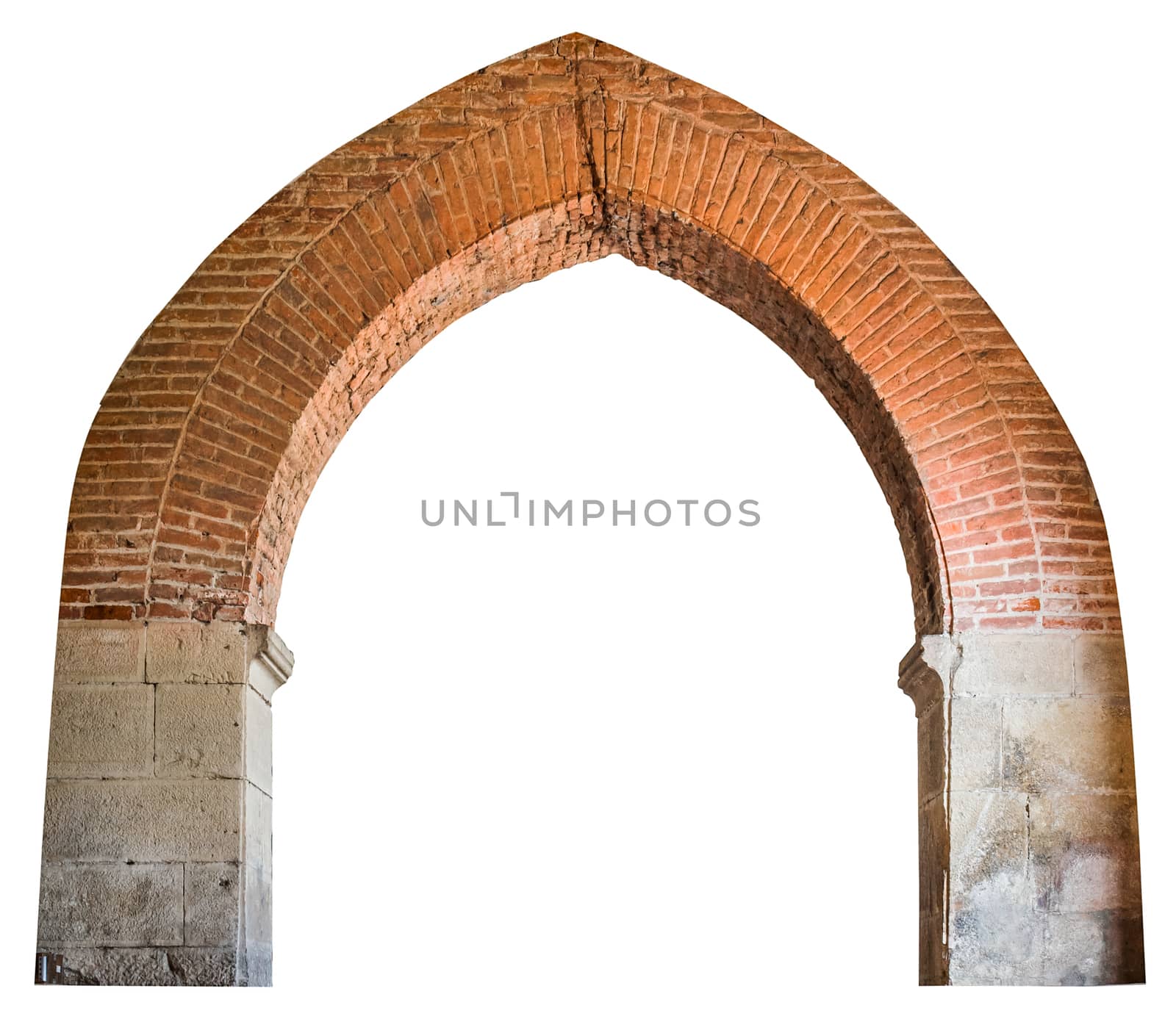 Brick pointed arch in an ancient Benedictine monastery. by Isaac74