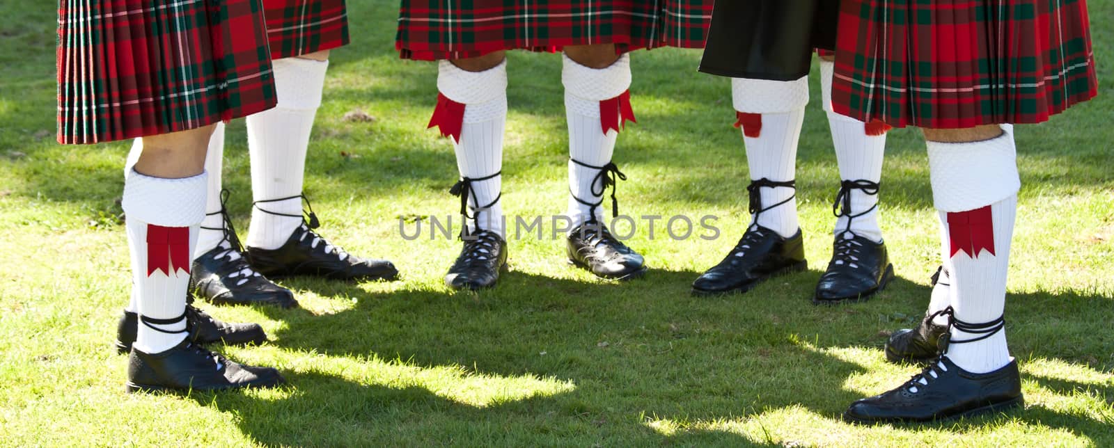 Detail of original Scottish kilts, during Highlands games