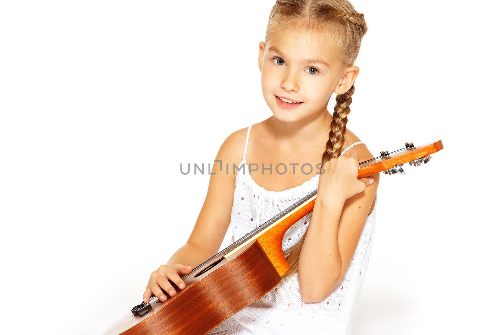 Beautiful little girl with a guitar  by gorov108