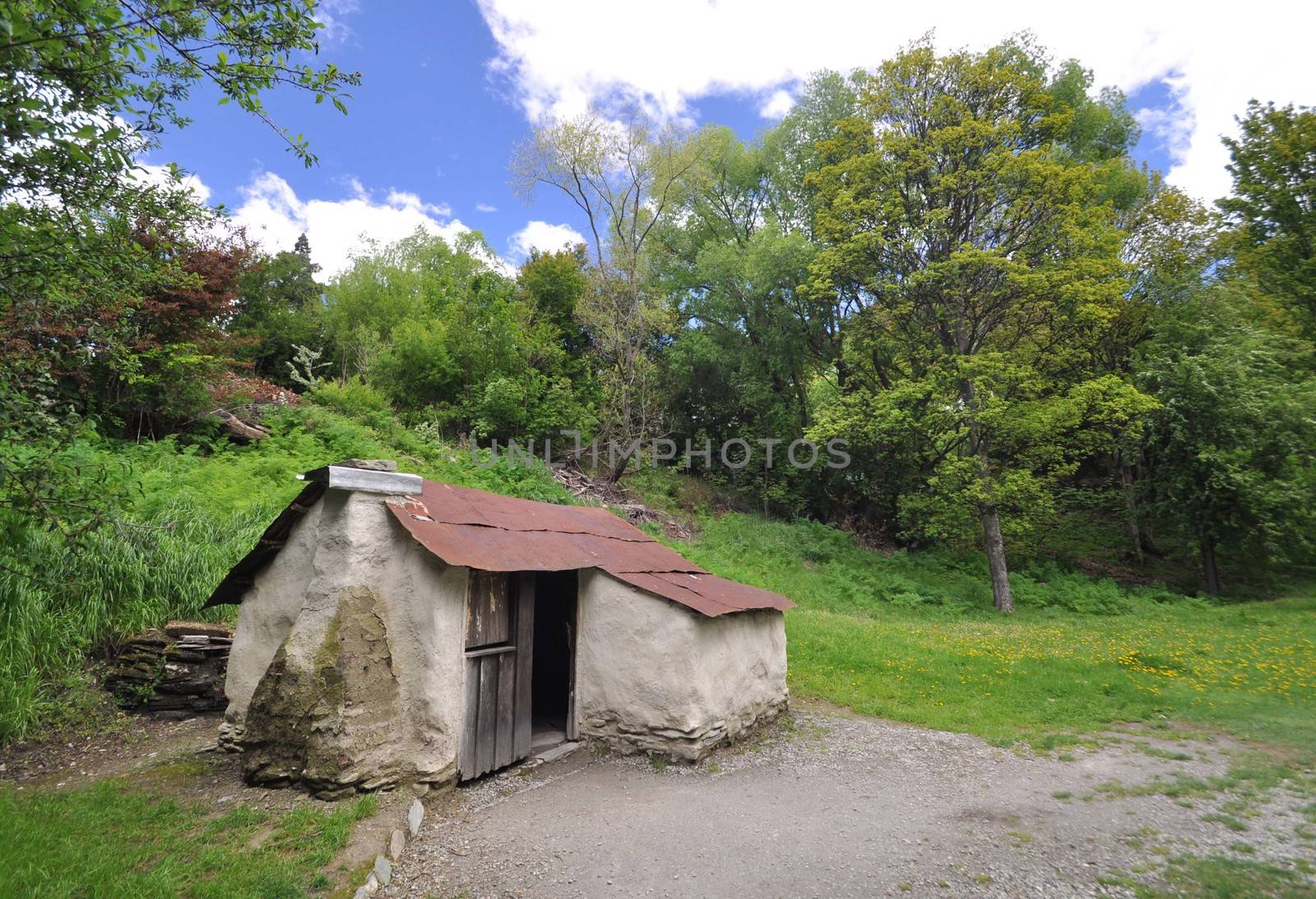 Arrowtown, near Queenstown, Otago, New Zealand, is the best example of a goldrush era miners settlement, These Chinese gold diggers arrived during the 1860's gold rush. They made and lived in these primitive huts.