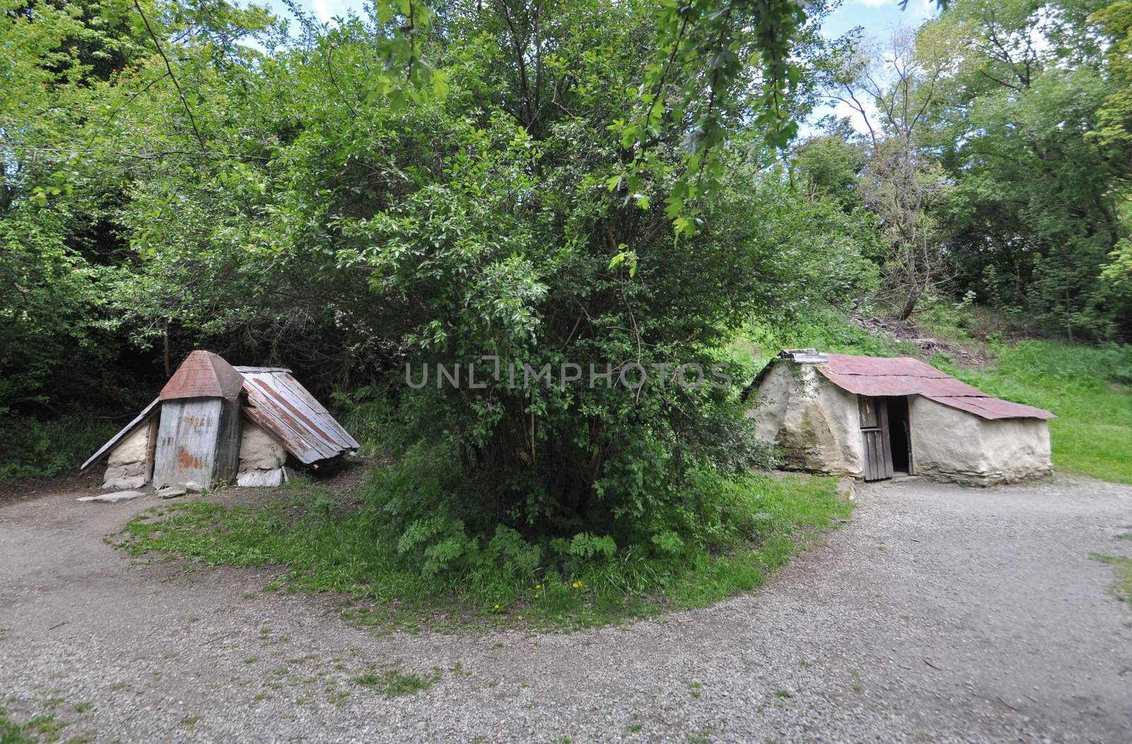 Arrowtown, near Queenstown, Otago, New Zealand, is the best example of a goldrush era miners settlement, These Chinese gold diggers arrived during the 1860's gold rush. They made and lived in these primitive huts.