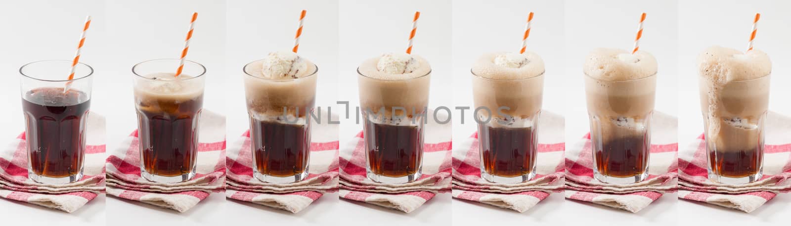 Collage image of Root beer with vanilla ice cream