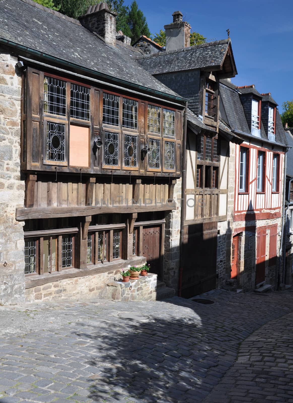 The medieval street of Rue de Jerzual in Dinan, Brittany, France by dpe123